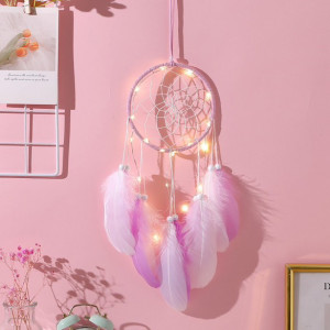 Drømmefanger - Hvit og lilla med ledlys