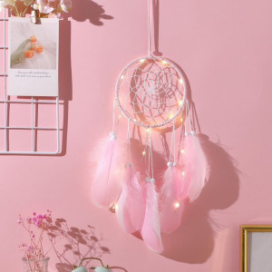 Drømmefanger - Hvit og rosa med ledlys