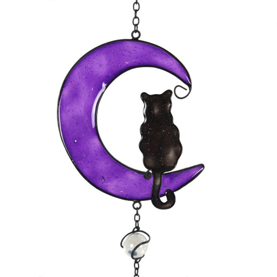 Lilla måne med svart katt - Vindspill