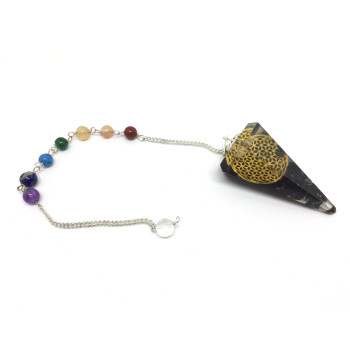 Orgone - Shungitt med Flower of life og syv chakraperler - Pendel