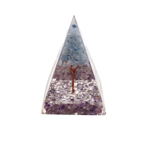 Orgone Ametyst Pyramide with Aquamarine Tree