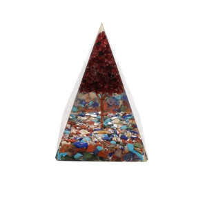 Orgone Mixed Minerals Pyramide with Garnet Tree