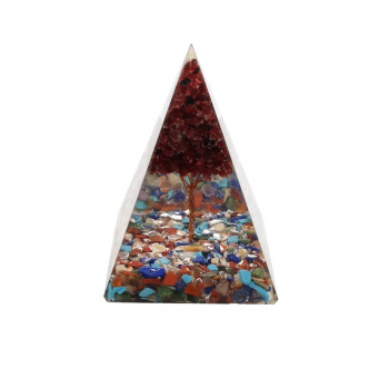 Orgone Mixed Minerals Pyramide with Garnet Tree