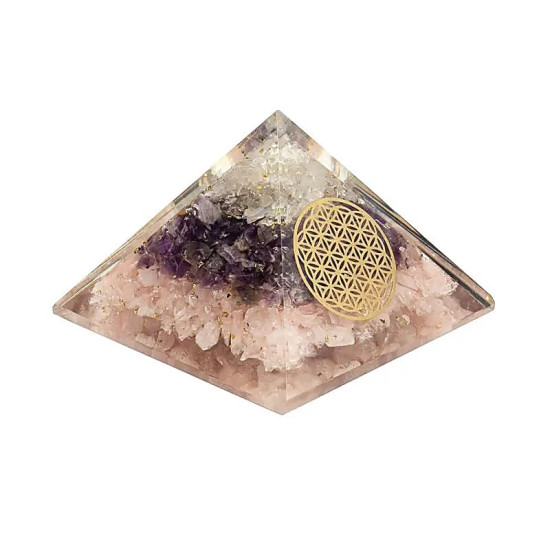 Orgone Golden triangel Pyramide - Flower of life
