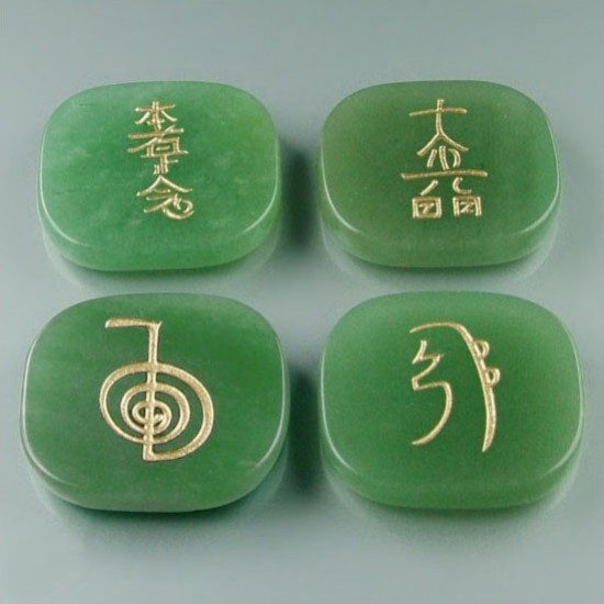 Healing stones - Grønn kvarts  - Reiki symbol