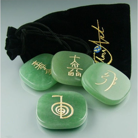 Healing stones - Grønn kvarts  - Reiki symbol