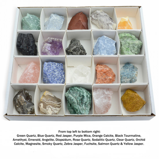Krystallsett - Rå krystaller og mineraler