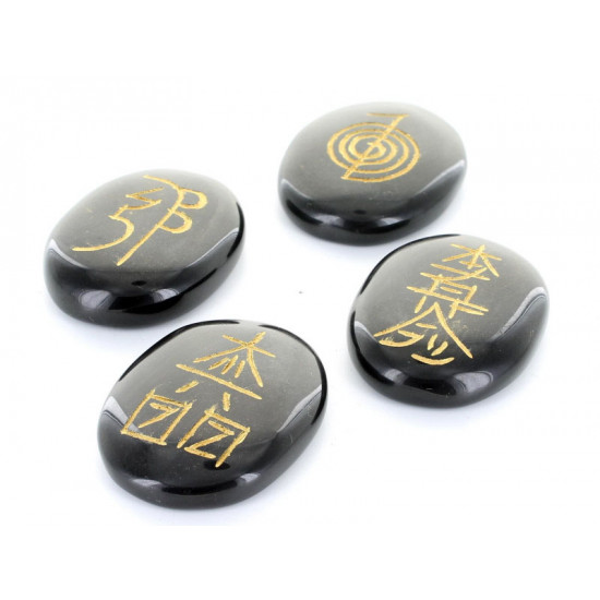 Healing stones - Sort agat - Reiki symbol