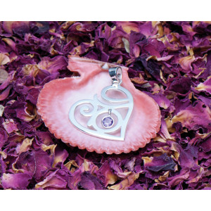 Hjerte med ametyst - Sølv - anheng Hjerte med ametyst - Sølv - anheng