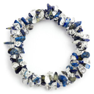 Lapiz lazuli og bergkrystall - chip armbånd