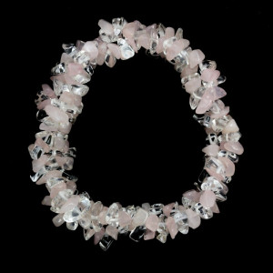 Rosenkvarts og bergkrystall - chip armbånd Rosenkvarts og bergkrystall - chip armbånd