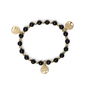 Turmalin med hematitt - livets tre charms - Armbånd