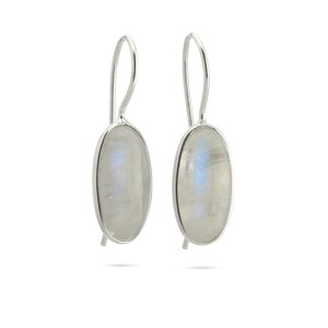 Månesten - Oval - Sølvøredobber