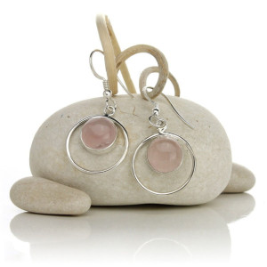 Selene - Rosenkvarts - Sølvøredobber