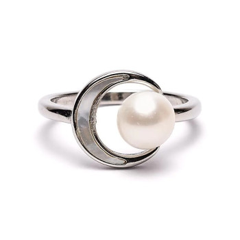 Måne og perle ring