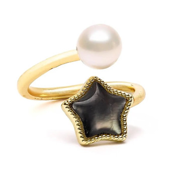 Stjerne og perle ring