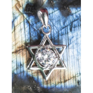 Heksagram med krystall - Sølv anheng Heksagram med krystall - Sølv anheng