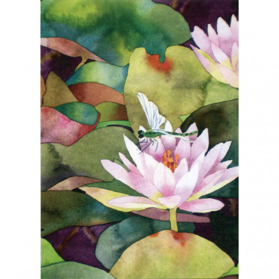 Sympathy Greeting - Waterlillies & Dragonfly - Kort