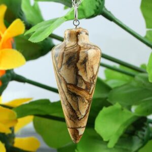 1-Pc-Jasper-Agate-Crystal-Gem-Stone-Dangle-Healing-Dowsing-Reiki-Chakra-Pendulum-With-Chain