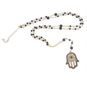 1PC-Hamsa-Fatima-Hand-Necklace-Black-Beads-Jewelry-For-Women2