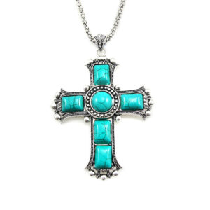 Vintage-Cross-Pendant-Necklaces-Silver-Chain-Blue-Turquoise-Necklace-Women-Jewelry-Big-Cross-Necklace-Jesus-Fashion