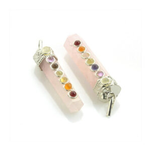Rose quartz Pencil Point Pendant for the Chakras balance (002)