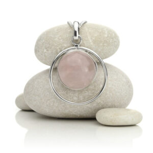 Selene Pendant in Sterling Silver and rose quartz_01 (002)