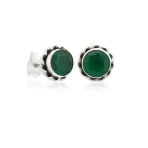 Silver and emerald - Pheve mini earrings (002)