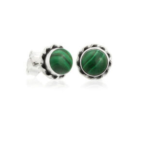 Silver and malachite - Phebe mini earrings (002)