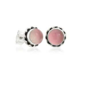 Silver and rose quatz - Phebe mini earrings (002)