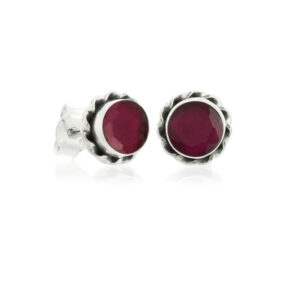 Silver and ruby - Phebe mini earrings (002)