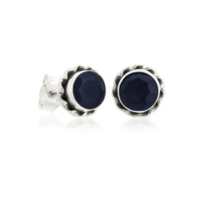 Silver and sapphire - Phebe mini earrings (002)