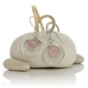 Selene earrings 925 silver with rose quartz (002)