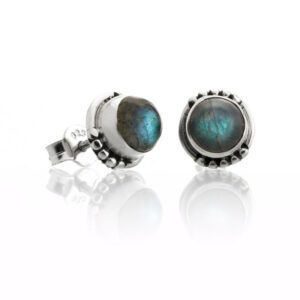 Labradorite and sterling silver round earrings model Hecate (002)