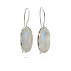 Moonstone and silver earrings basic oval model (003)