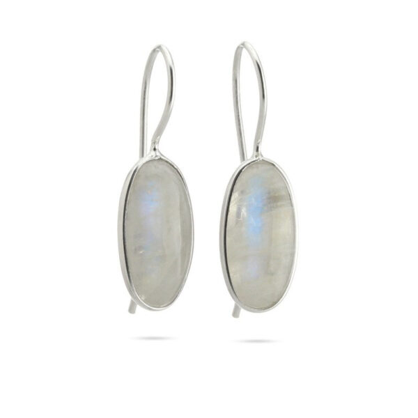 Moonstone and silver earrings basic oval model (003) Moonstone and silver earrings basic oval model (003)