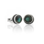 Sterling silver round earrings with labradorite (002)