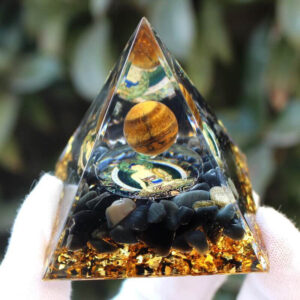 Orgone Svart Obsidian Pyramide - Buddha
